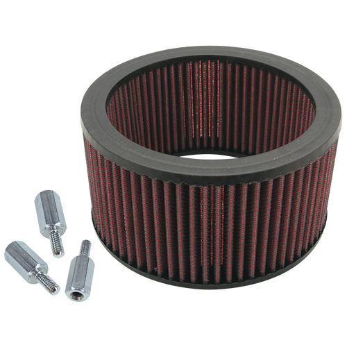High Flow Air Filter Kit With Spacers for S&S® Teardrop Air Cleaners For S&S® Super E and G Carbs and EFI Throttle Bodies